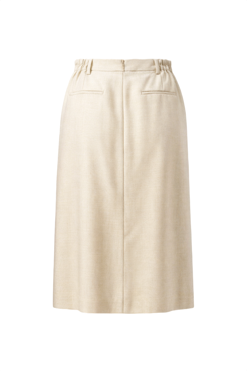 1980s Cream Wool Blend Skirt - Back View