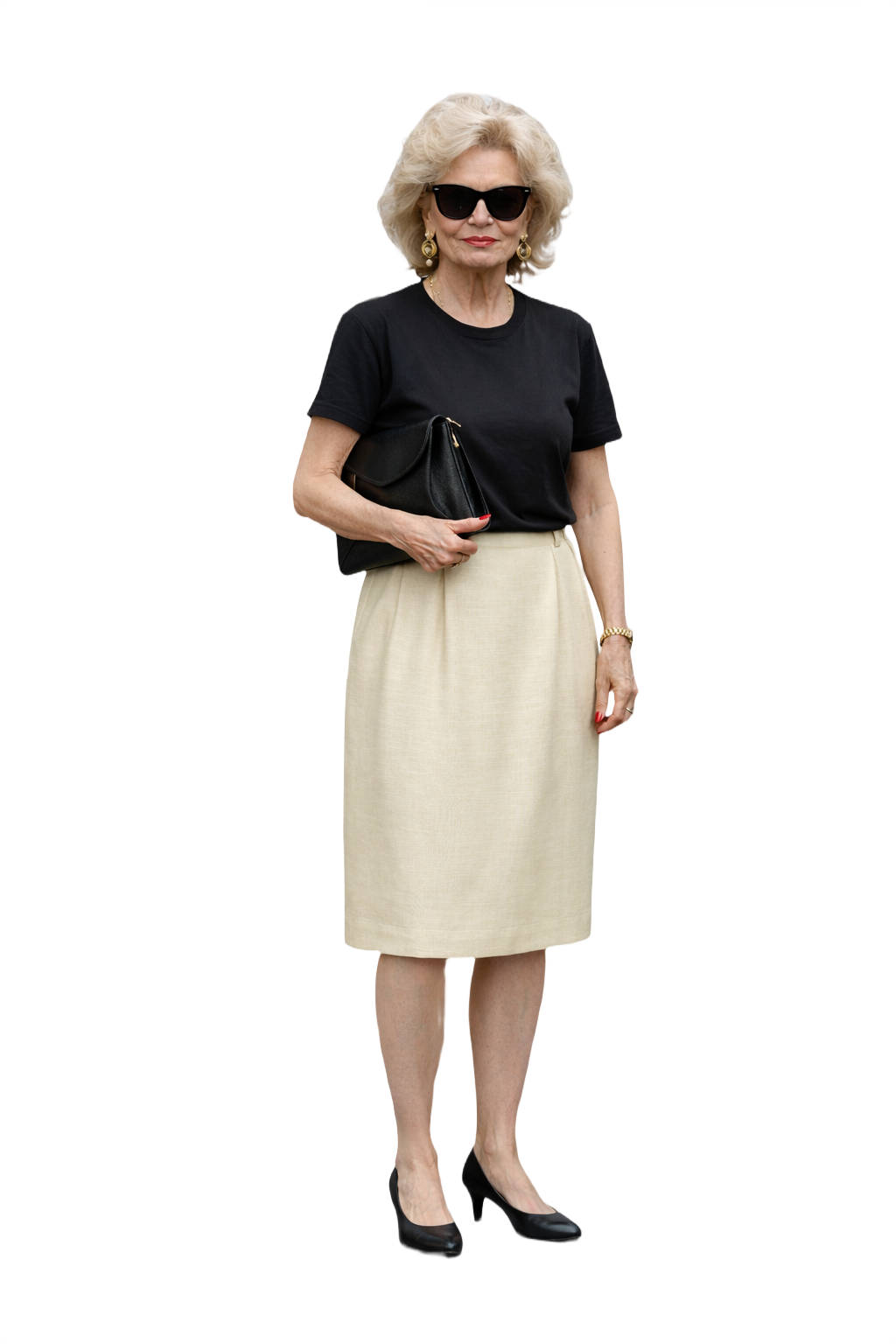 1980s Cream Wool Blend Skirt - Model