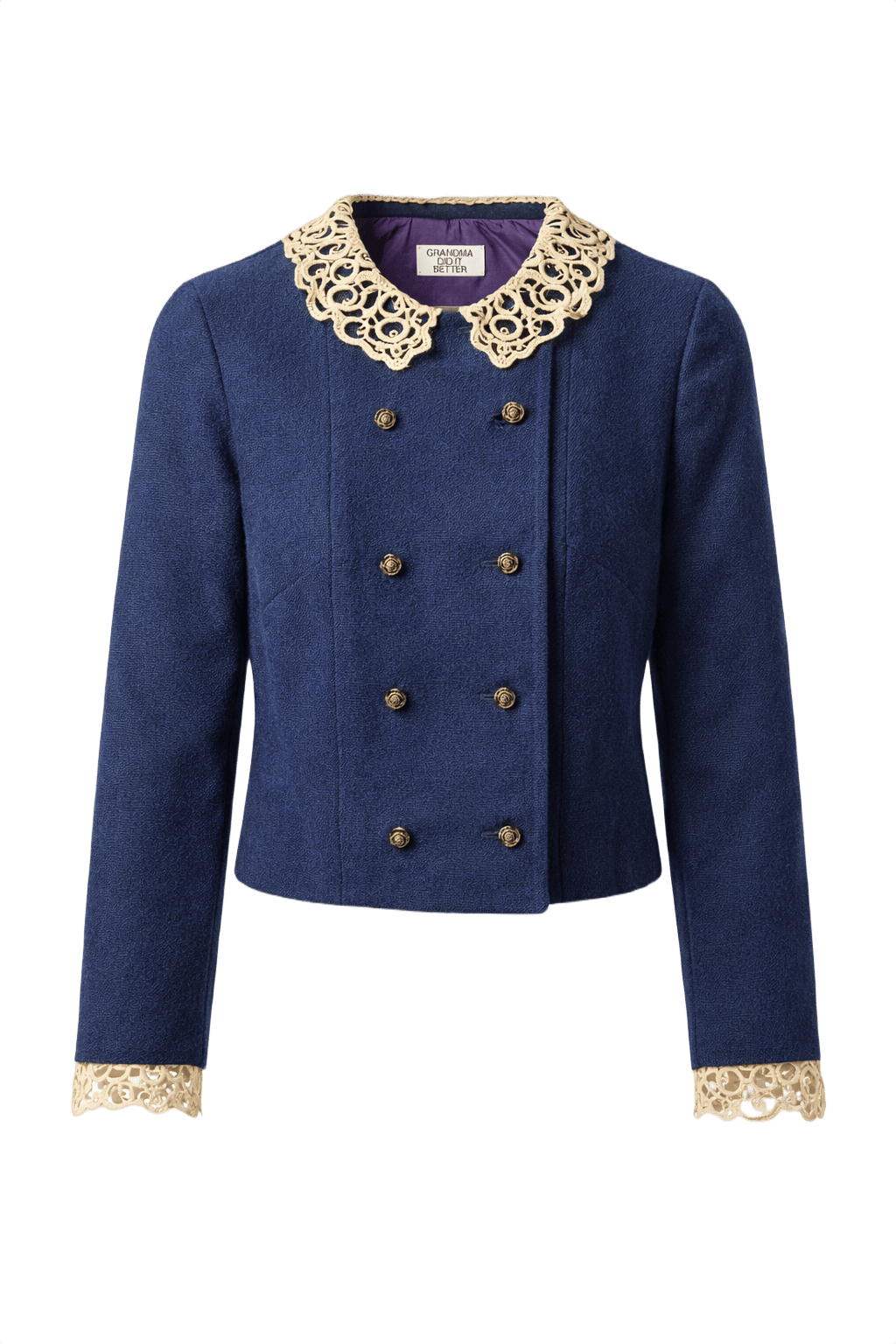 1980s Navy Blue Wool Jacket - Front View