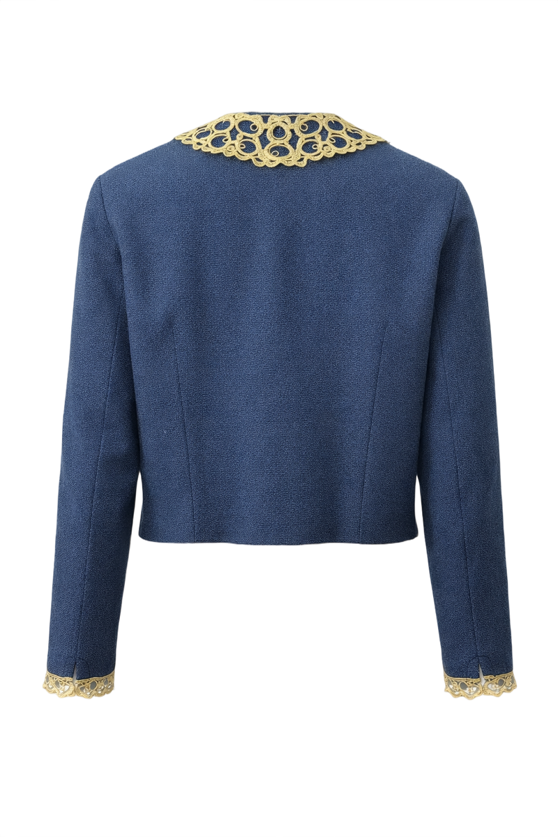 1980s Navy Blue Wool Jacket - Back View