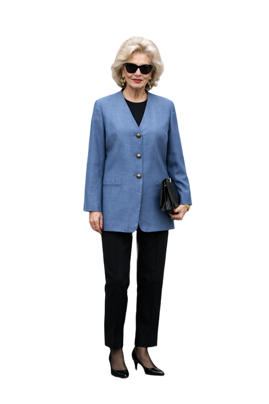 1980s Blue Smooth Blazer - Model