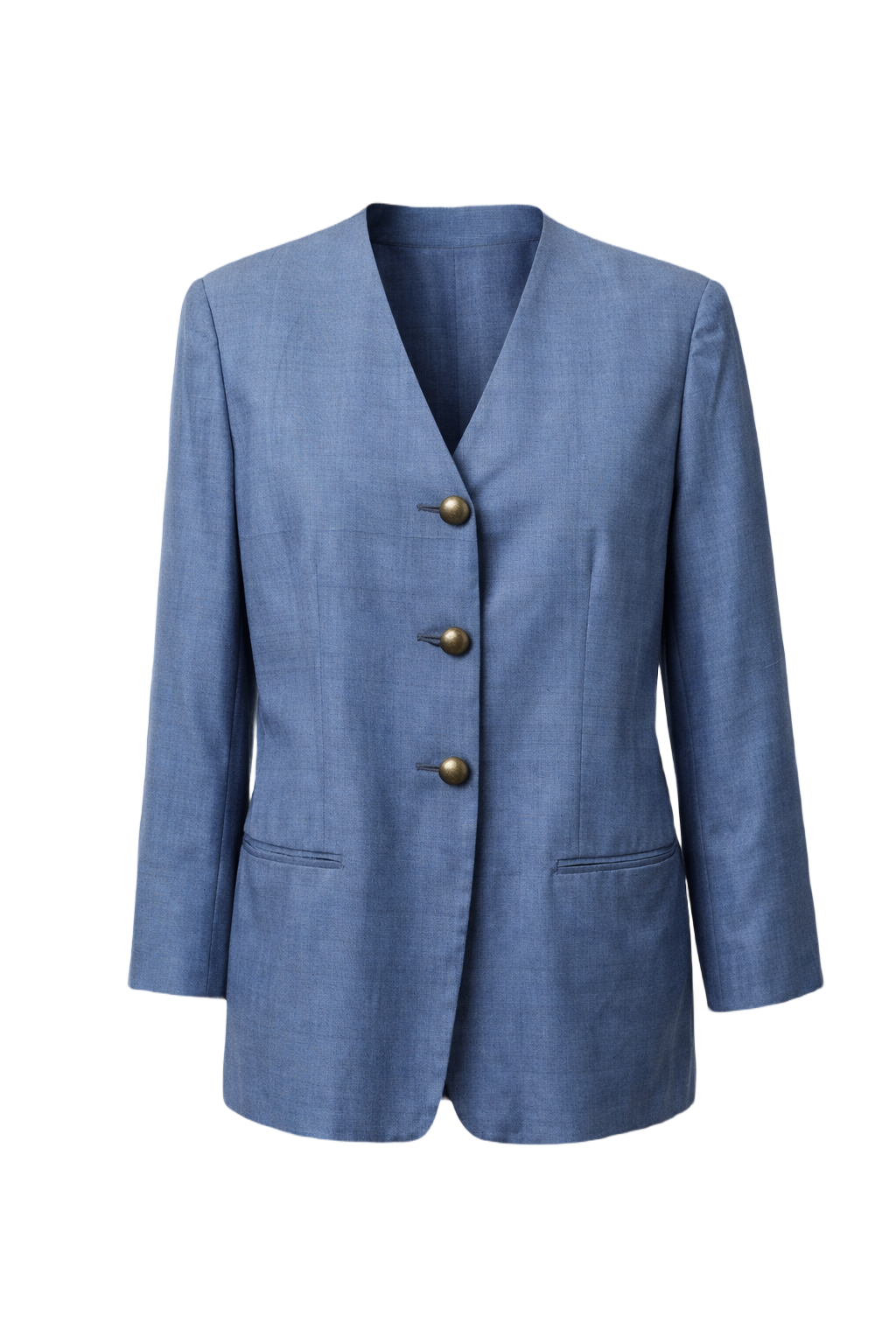 1980s Blue Smooth Blazer - Front View