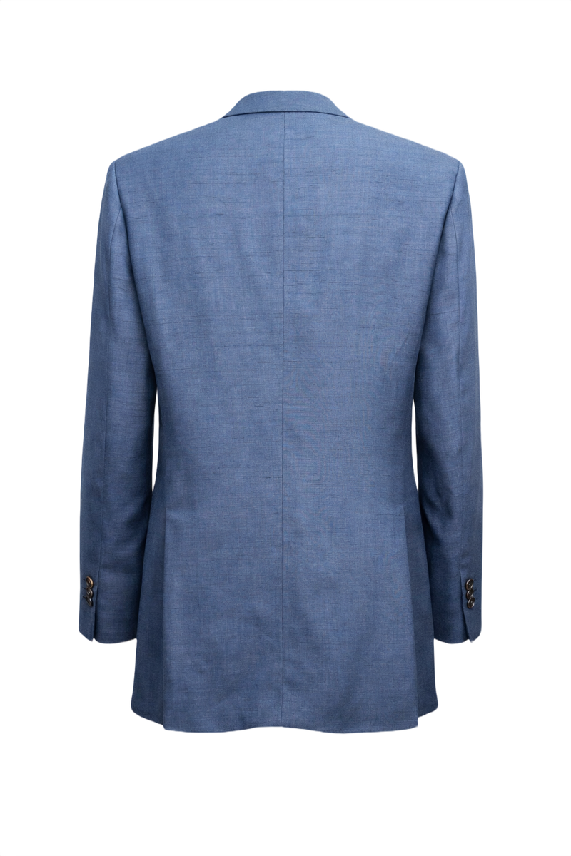 1980s Blue Smooth Blazer - Back View