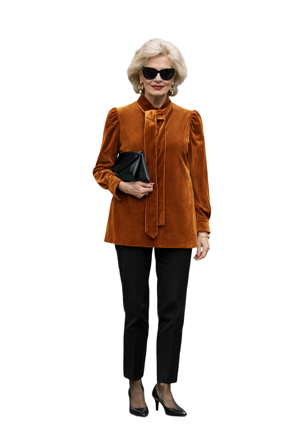 1980s Brown Velvet Blouse - Model