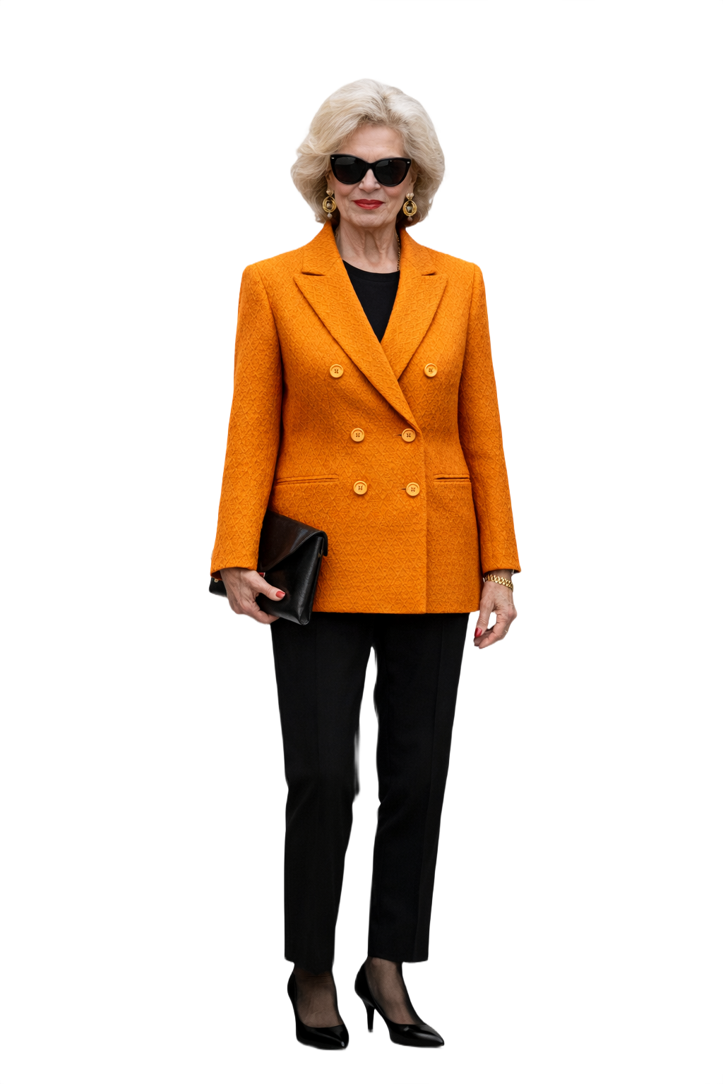 1980s Bright Orange Wool Blend Blazer - Model