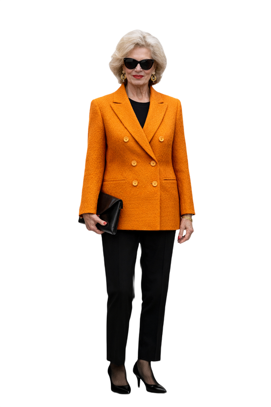 1980s Bright Orange Wool Blend Blazer - Model