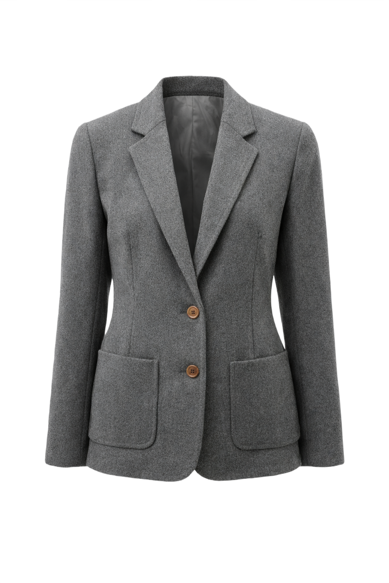 1980s Gray Wool Blazer - Front View