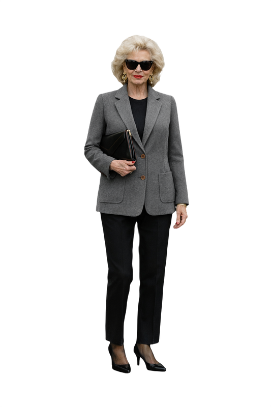 1980s Gray Wool Blazer - Model