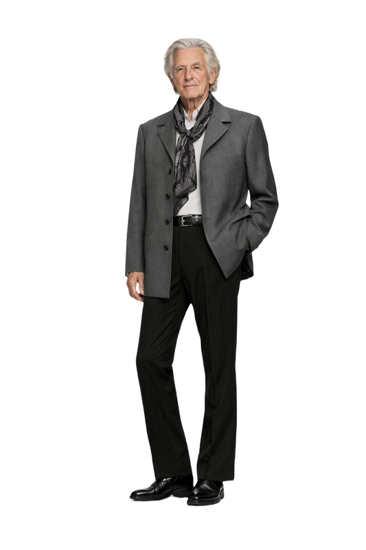 1970s Grey Wool Coat - Model