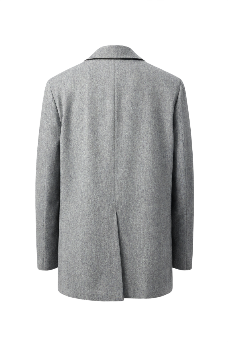 1970s Grey Wool Coat - Back View