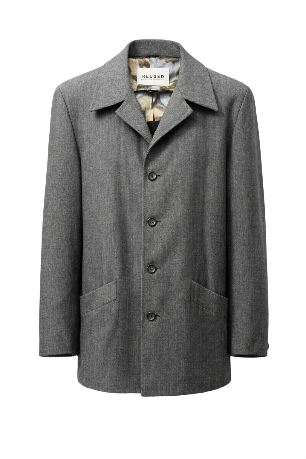 1970s Grey Wool Coat - Front View