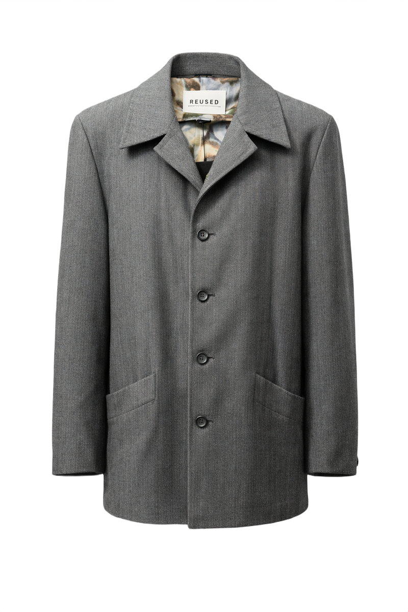 1970s Grey Wool Coat - Front View