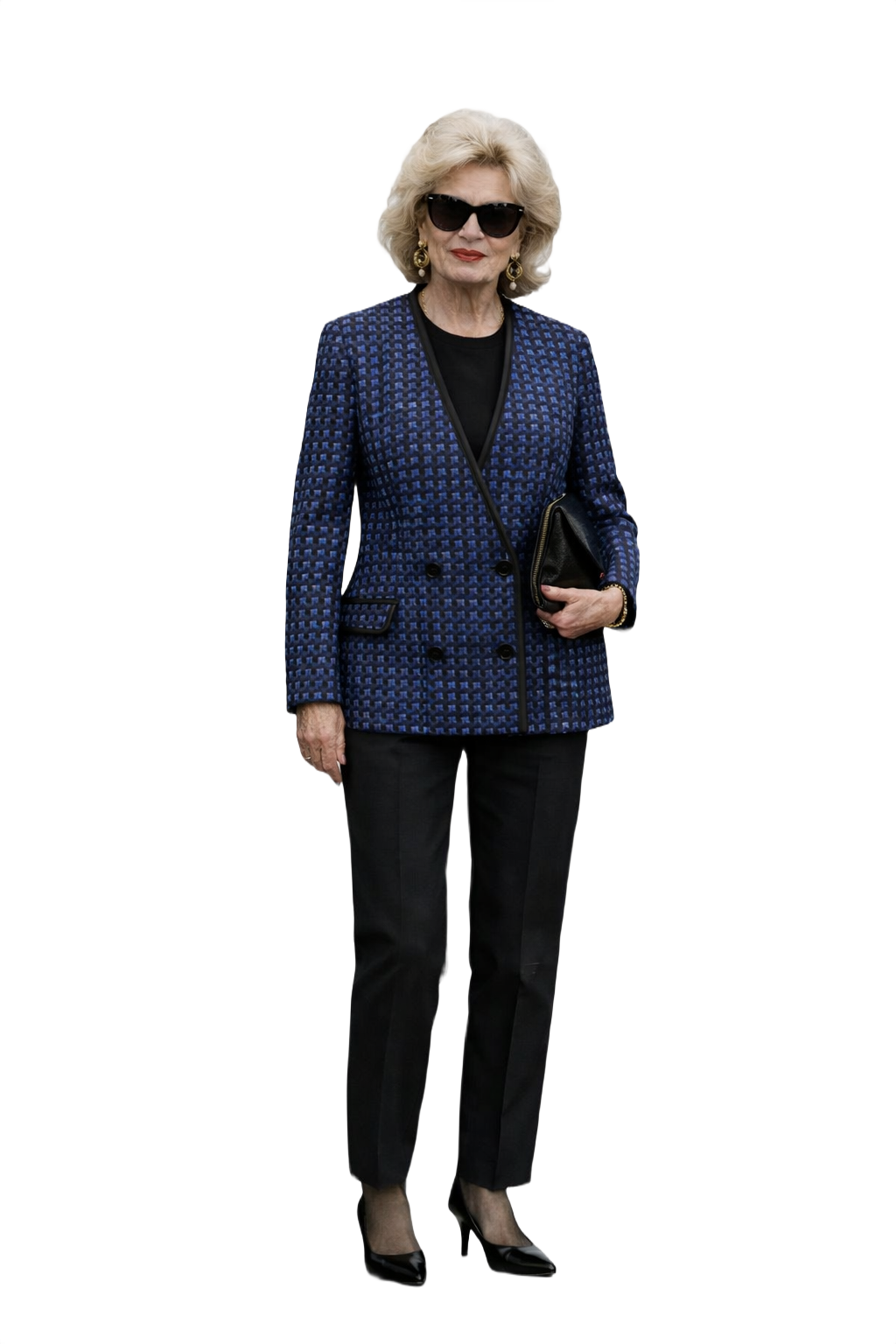 1980s Black Wool Blend Blazer - Model