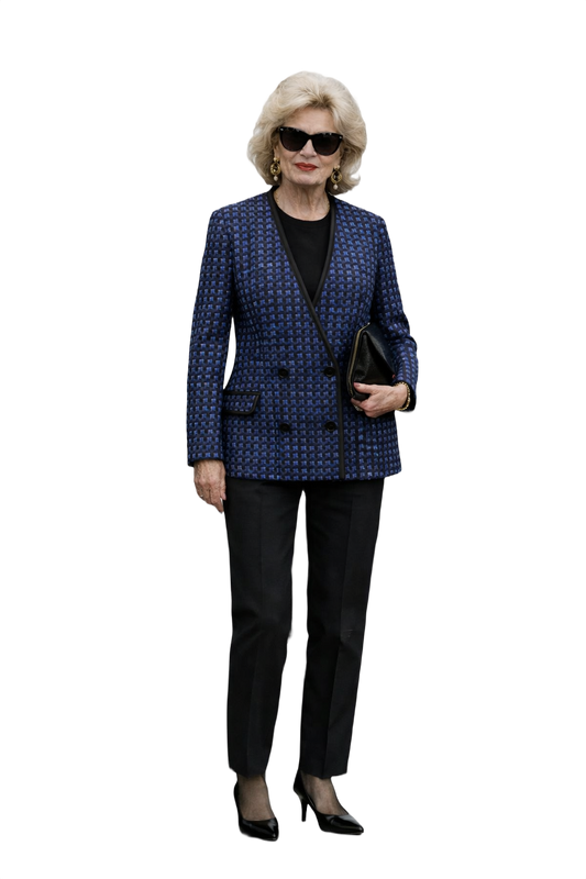 1980s Black Wool Blend Blazer - Model