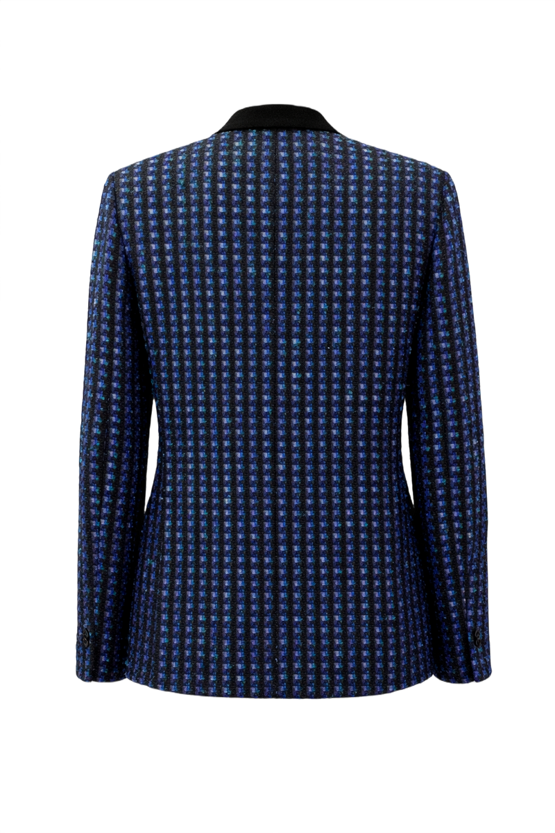 1980s Black Wool Blend Blazer - Back View