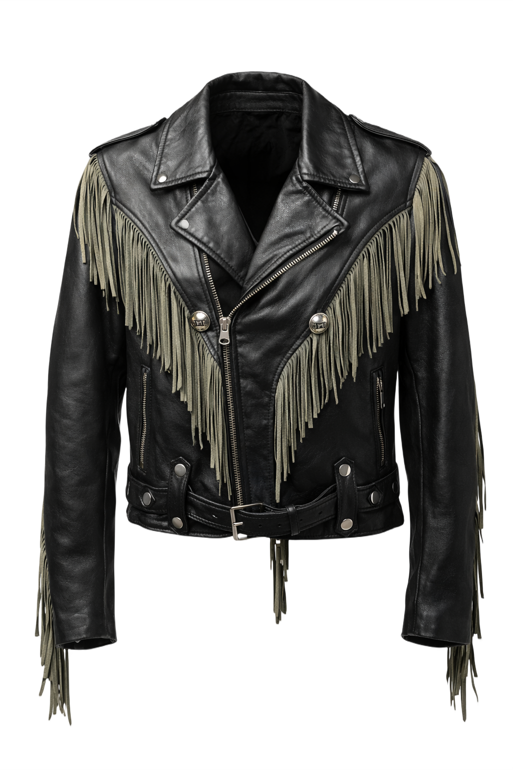 1990s Black Leather Jacket - Front View