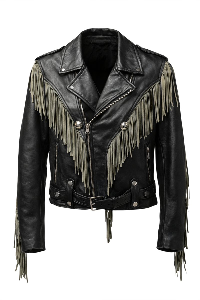 1990s Black Leather Jacket - Front View