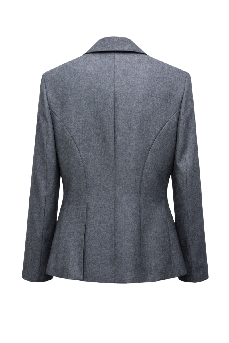 1990s Charcoal Grey Polyester Blend Blazer - Back View