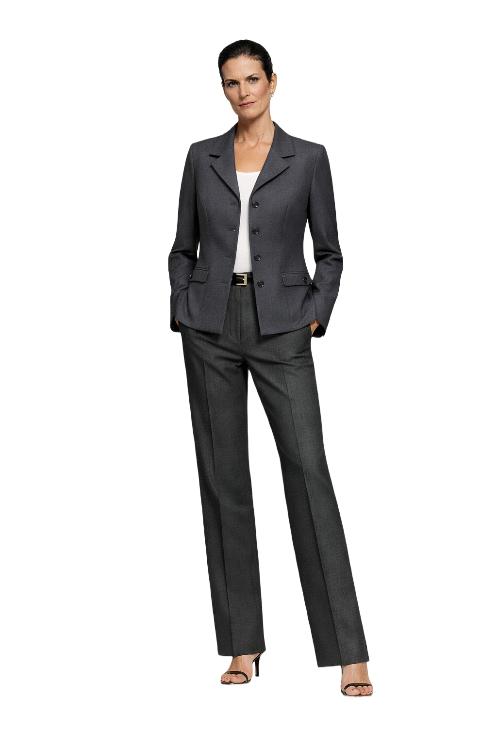 1990s Charcoal Grey Polyester Blend Blazer - Model