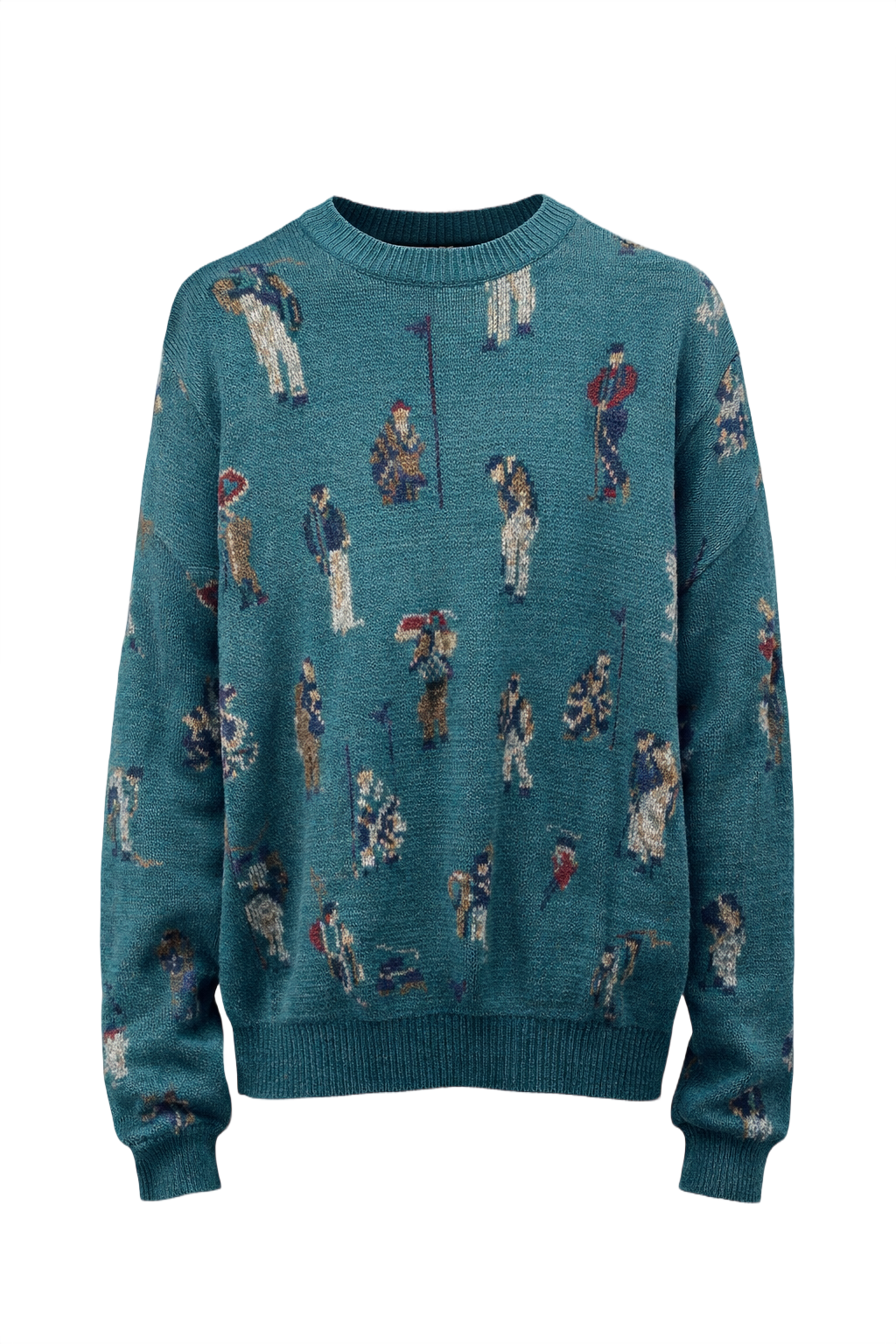 1970s Teal Wool Sweater - Front View
