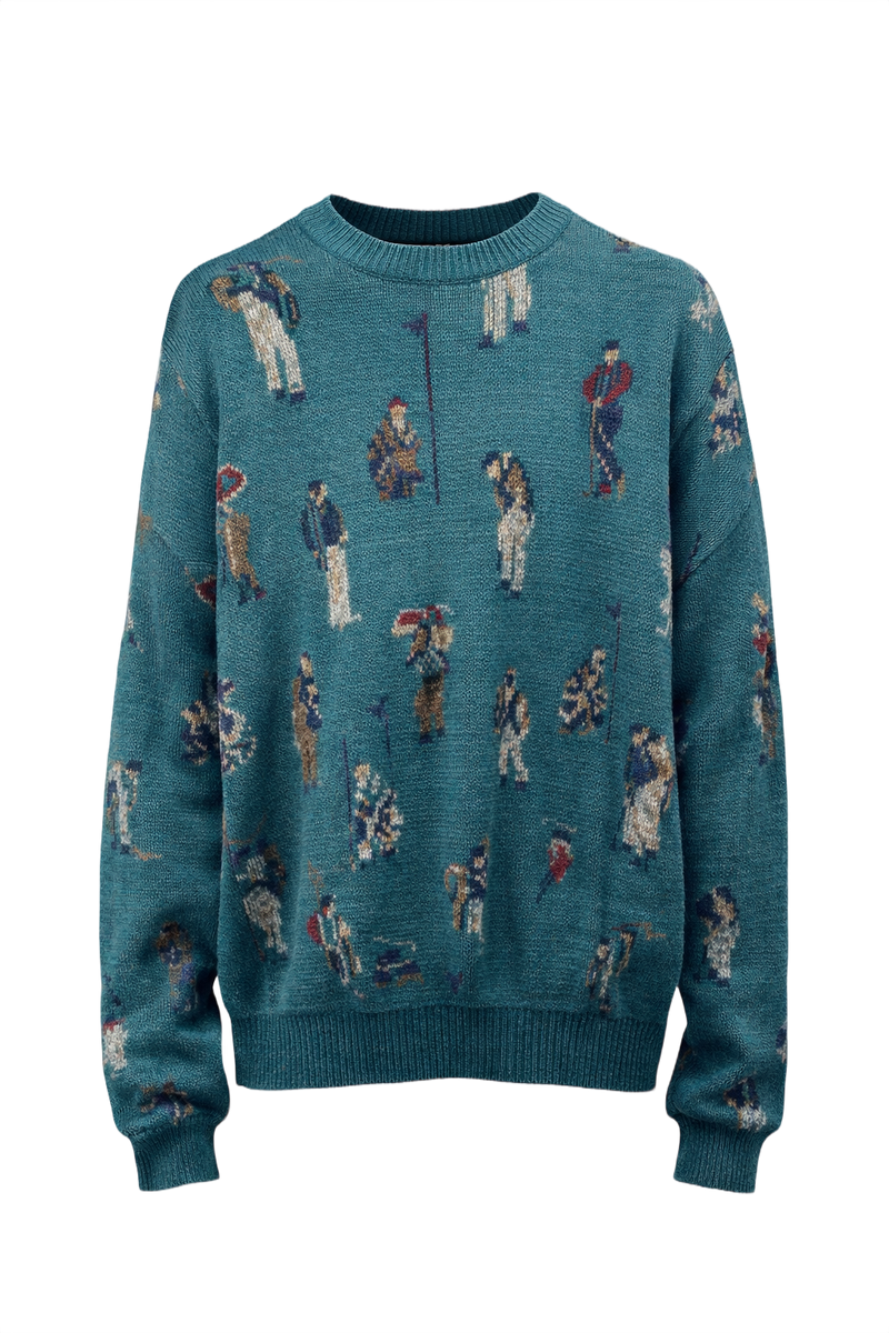 1970s Teal Wool Sweater - Front View