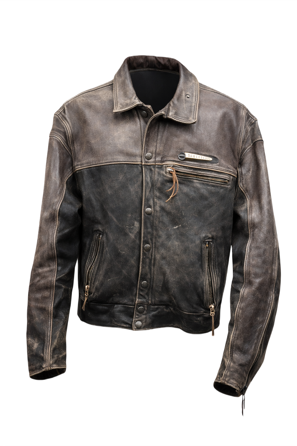 1990s Black Leather Jacket - Front View