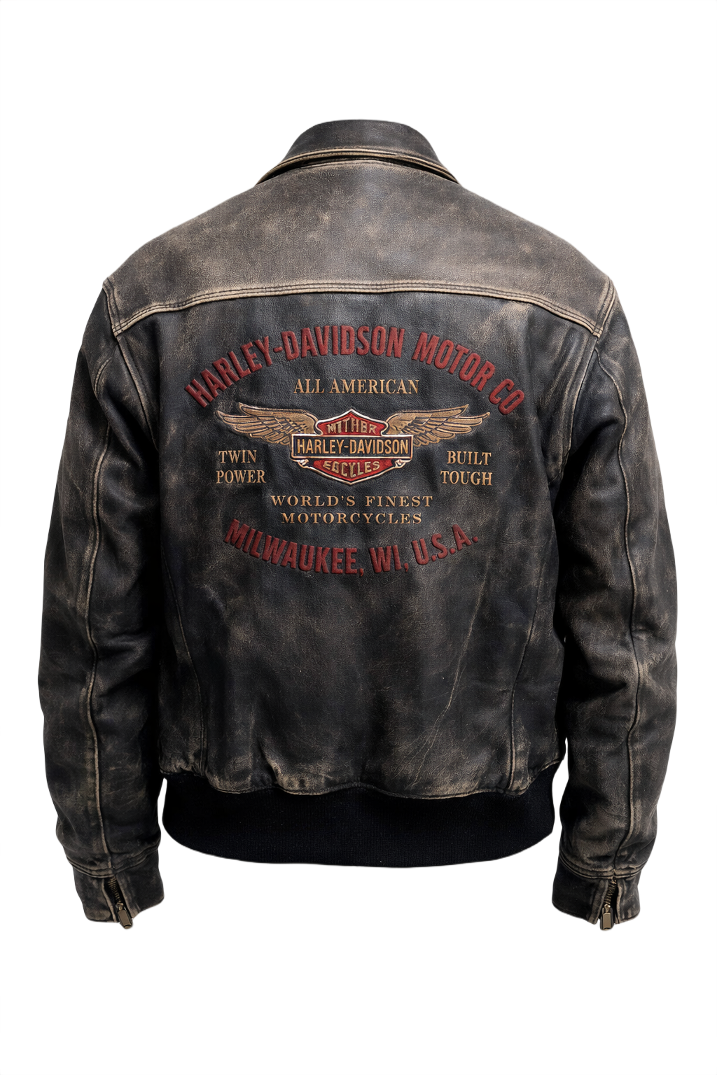 1990s Black Leather Jacket - Back View