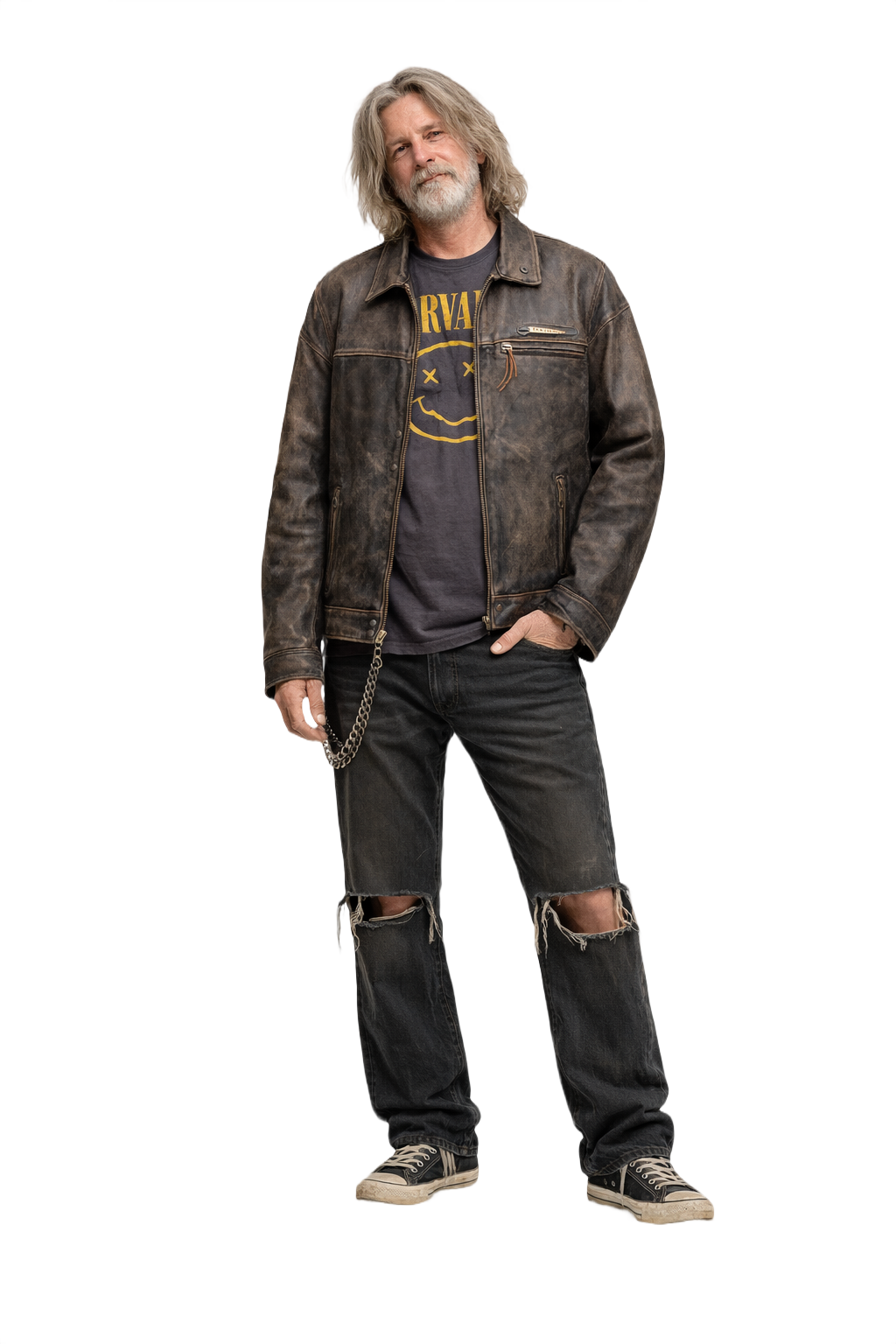 1990s Black Leather Jacket - Model