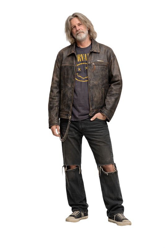 1990s Black Leather Jacket - Model