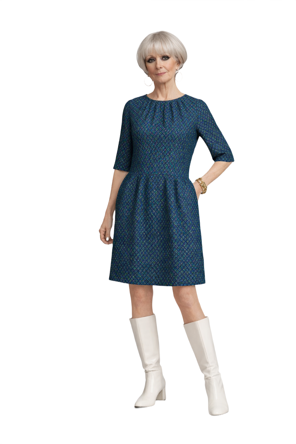 1960s Blue Unknown Dress - Model