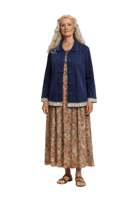 1970s Navy Blue Cotton Jacket - Model