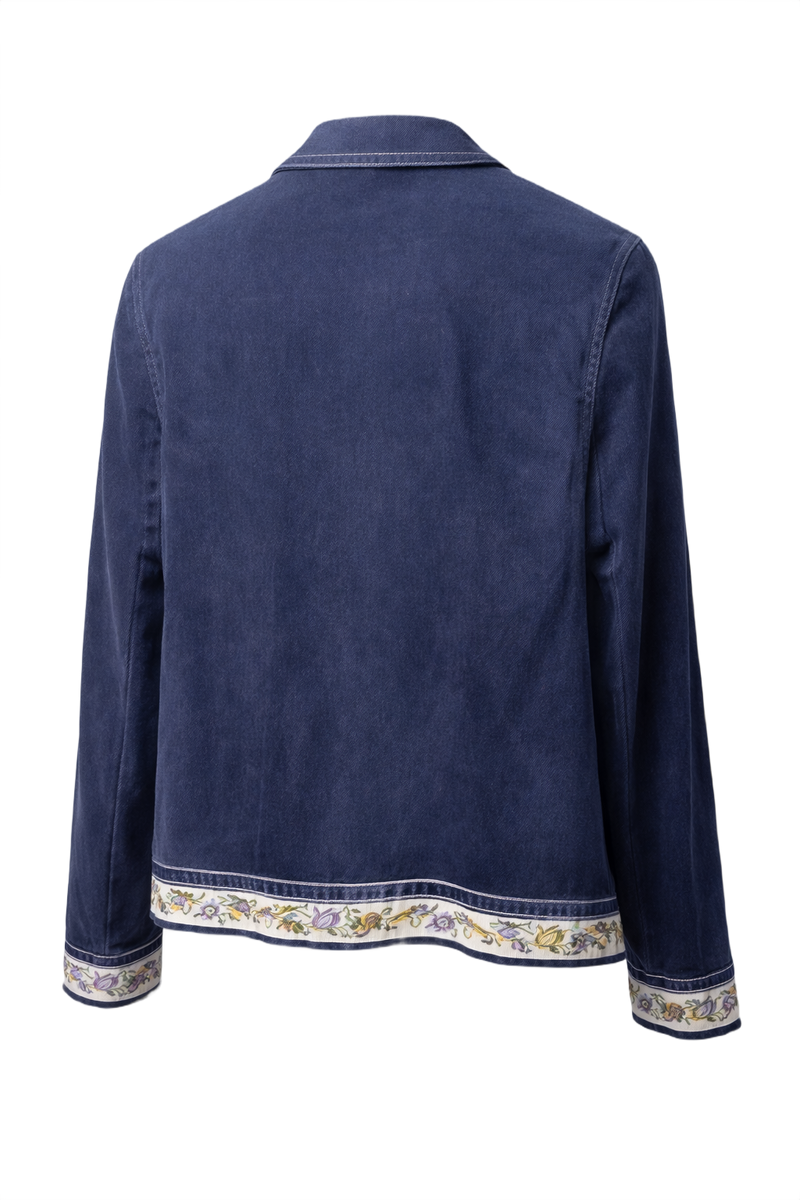 1970s Navy Blue Cotton Jacket - Back View