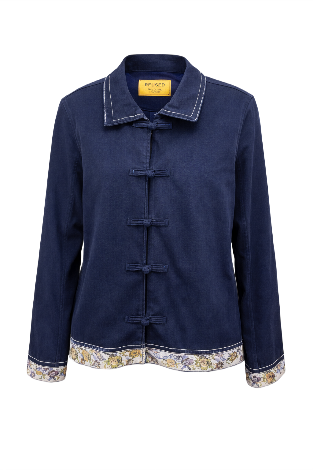 1970s Navy Blue Cotton Jacket - Front View