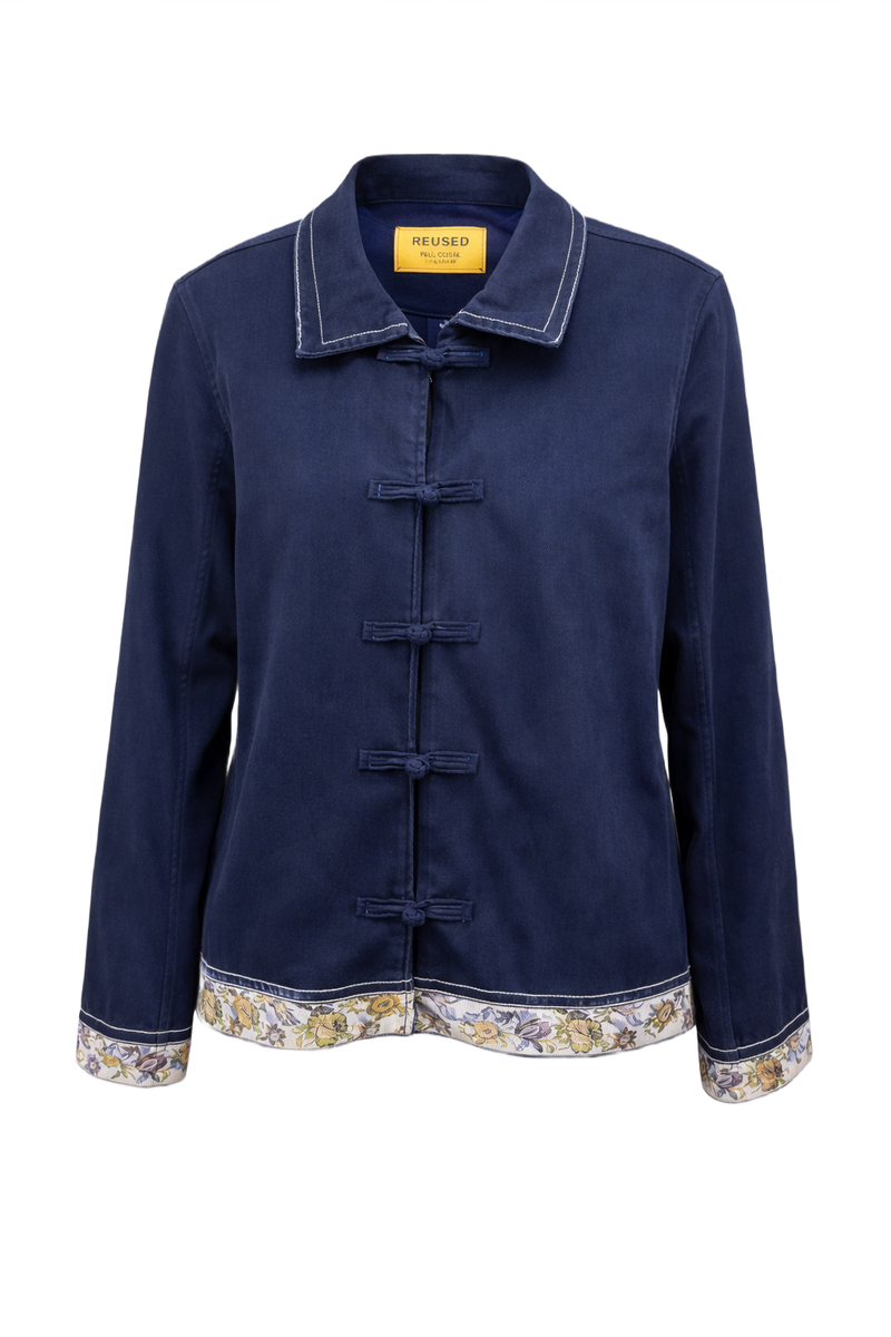 1970s Navy Blue Cotton Jacket - Front View