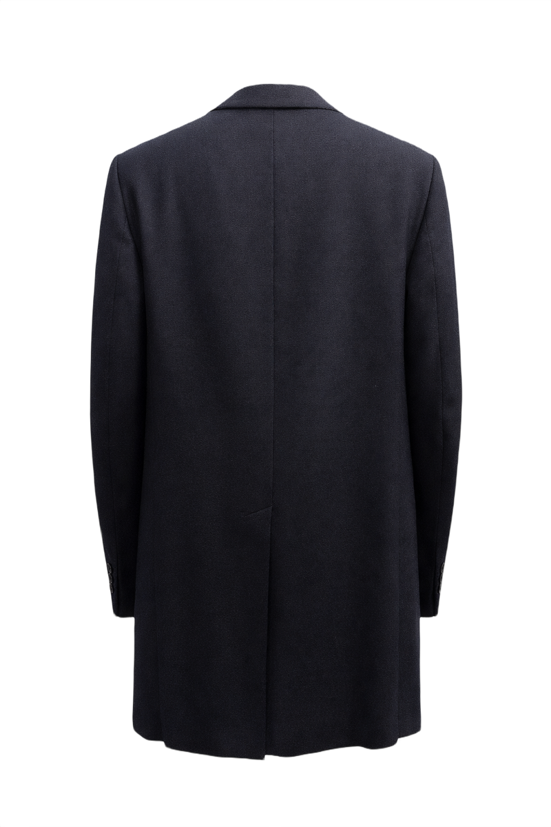 1980s Dark Navy Wool Coat - Back View