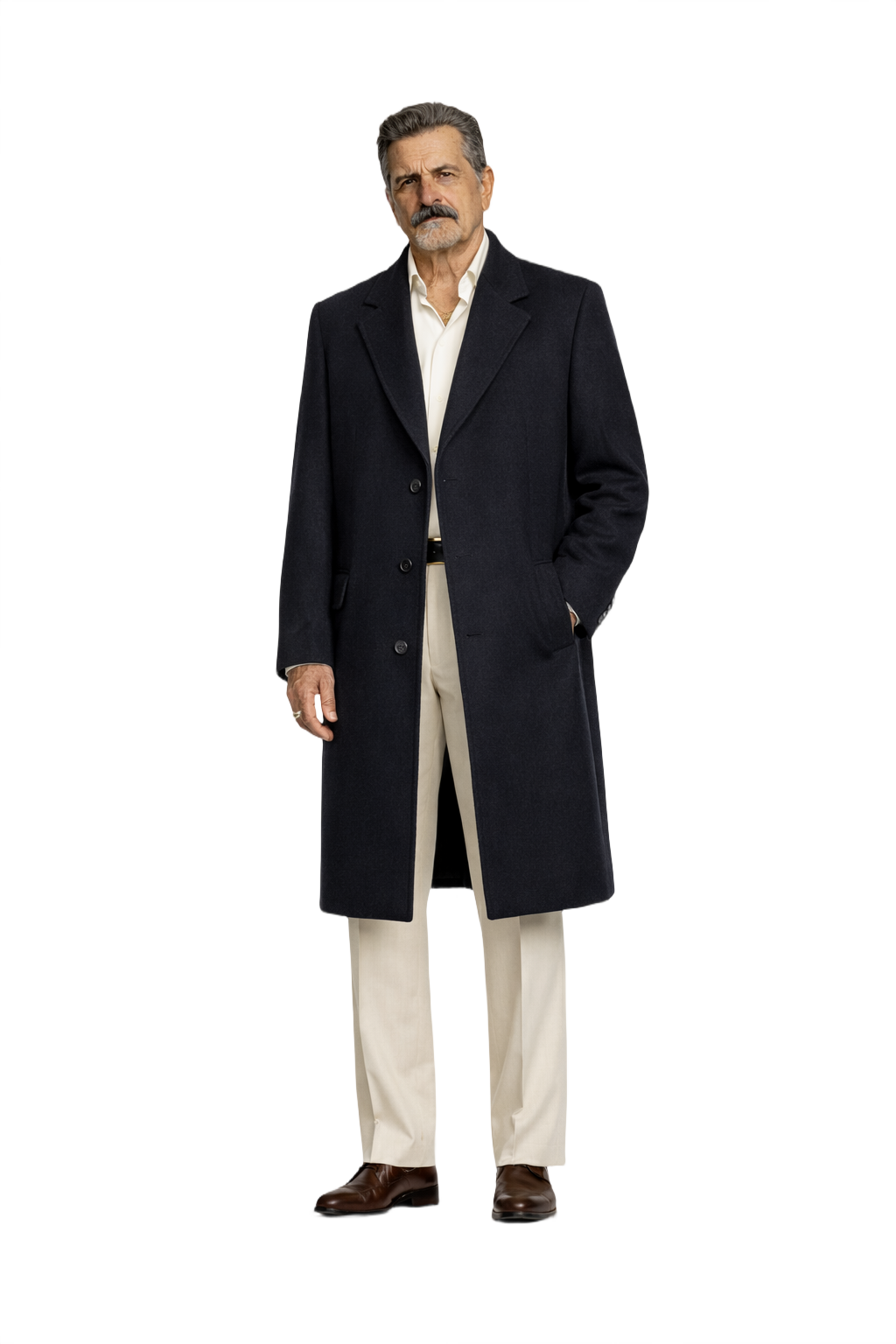 1980s Dark Navy Wool Coat - Model