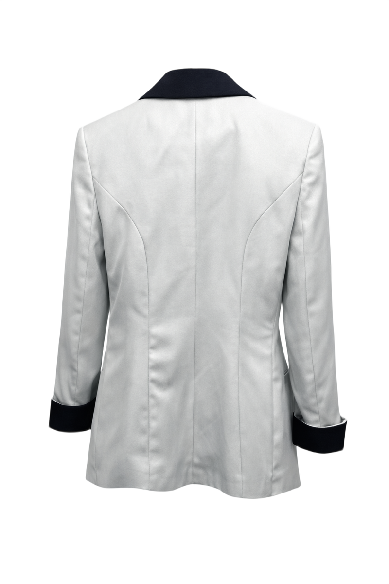 1980s Light Gray Smooth Blazer - Back View