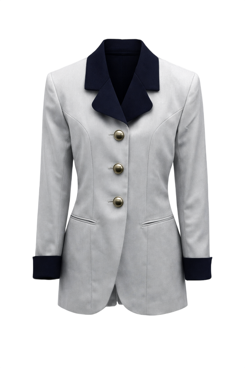 1980s Light Gray Smooth Blazer - Front View