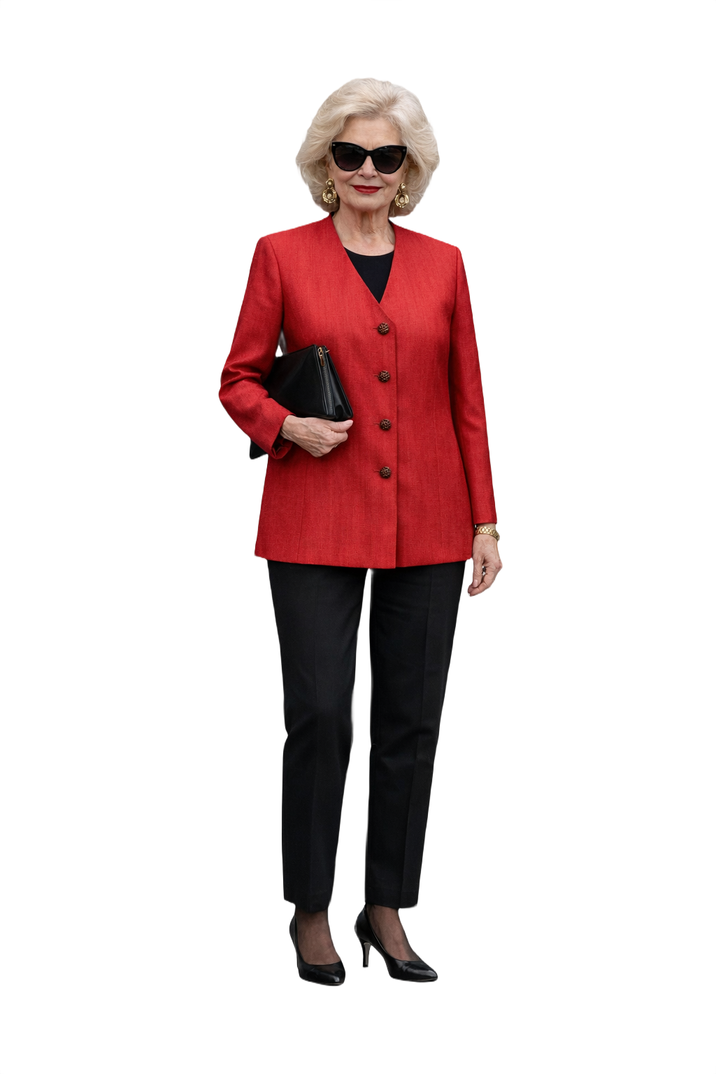 1980s Red Textured Blazer - Model