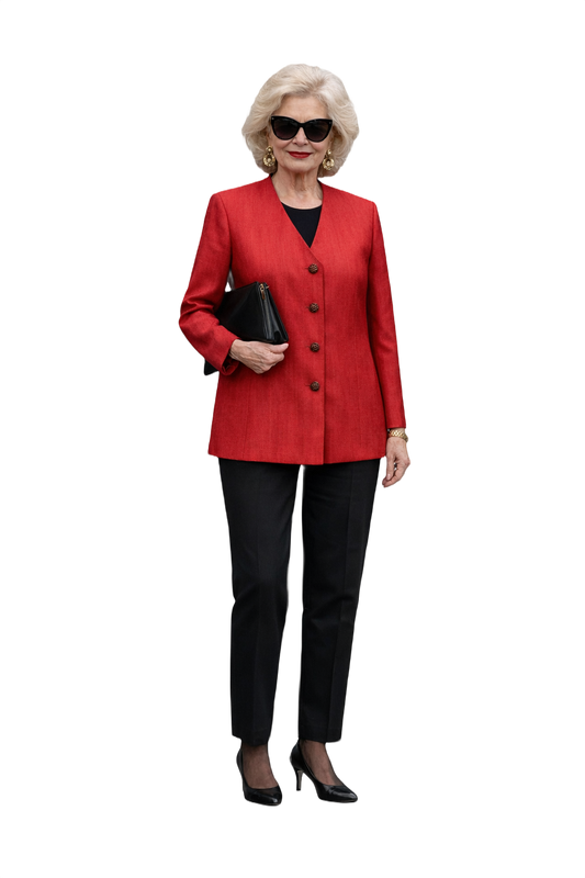 1980s Red Textured Blazer - Model