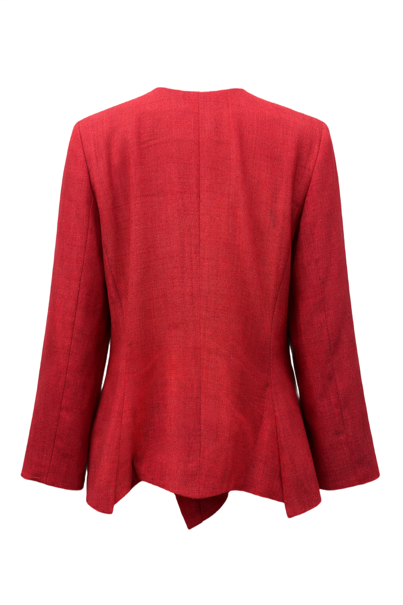 1980s Red Textured Blazer - Back View