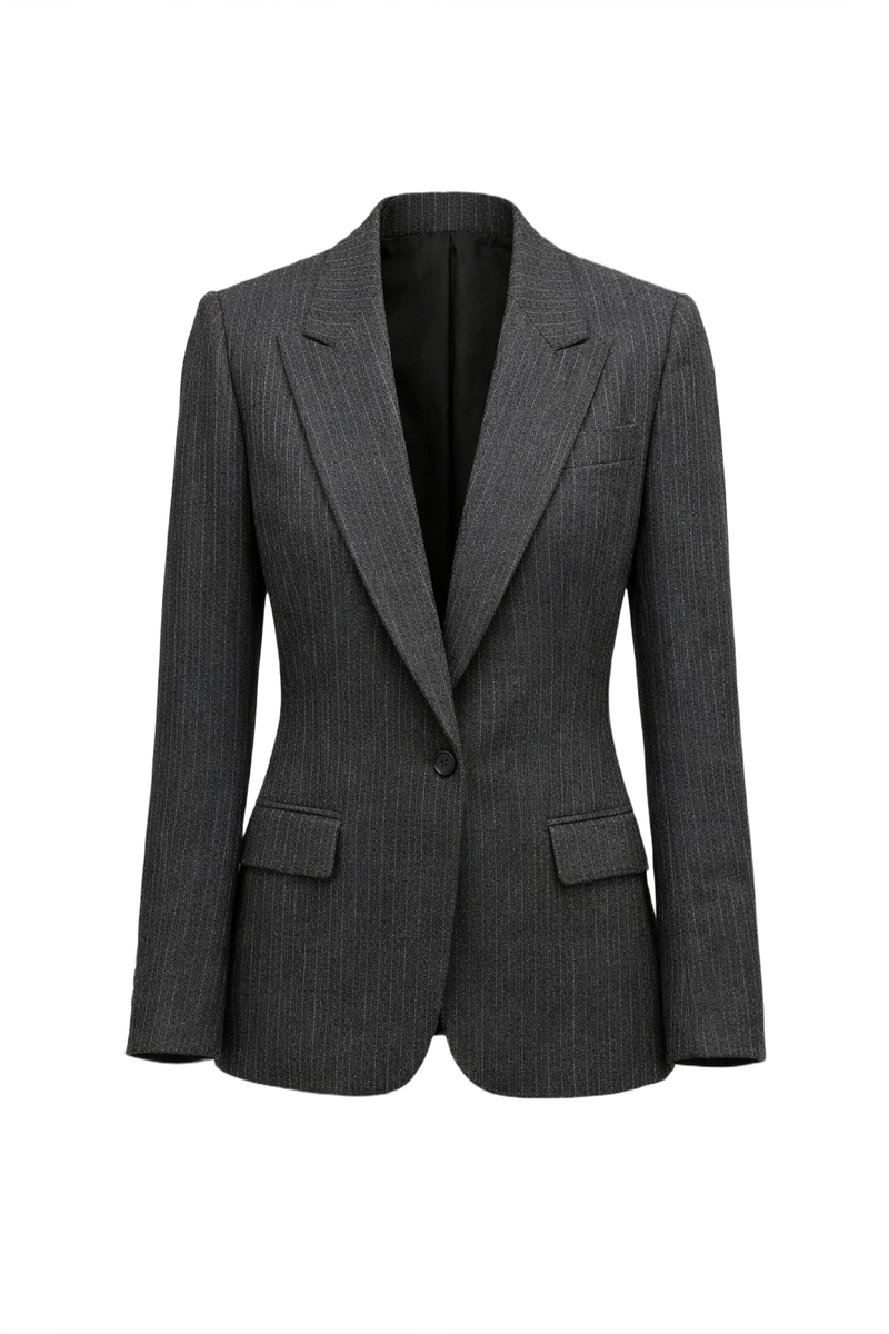 1990s Grey Wool Blazer - Front View