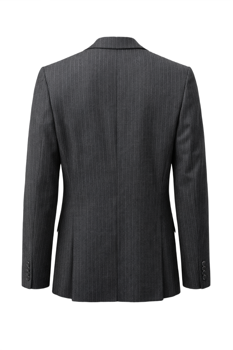 1990s Grey Wool Blazer - Back View