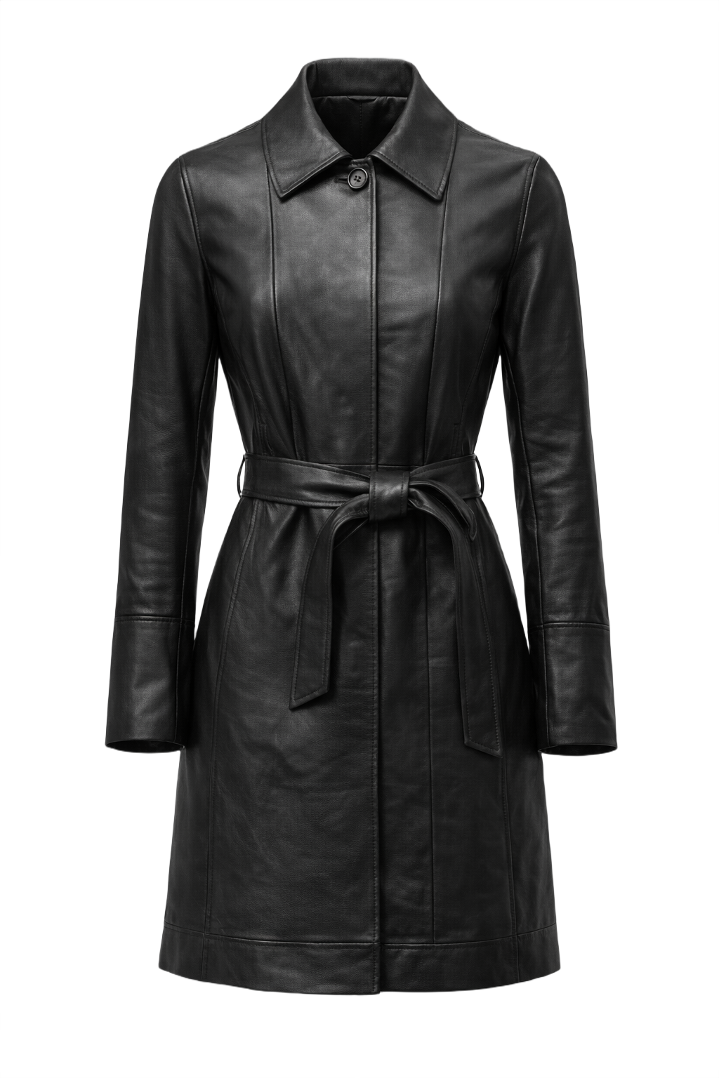 1990s Black Leather Leather Jacket - Front View