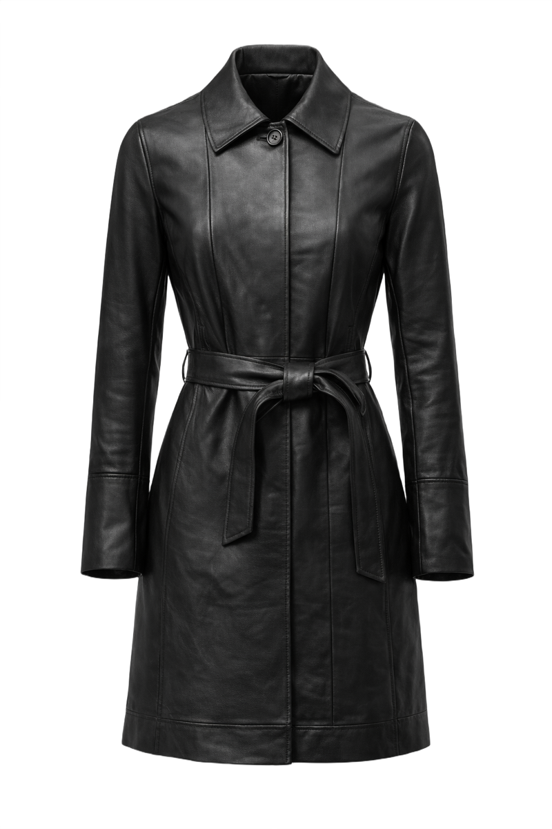 1990s Black Leather Leather Jacket - Front View