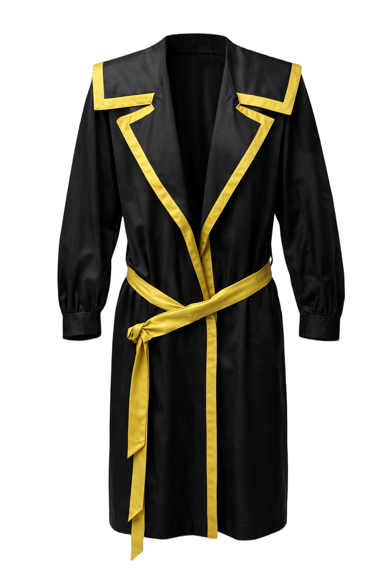 1980s Black Smooth Coat - Front View