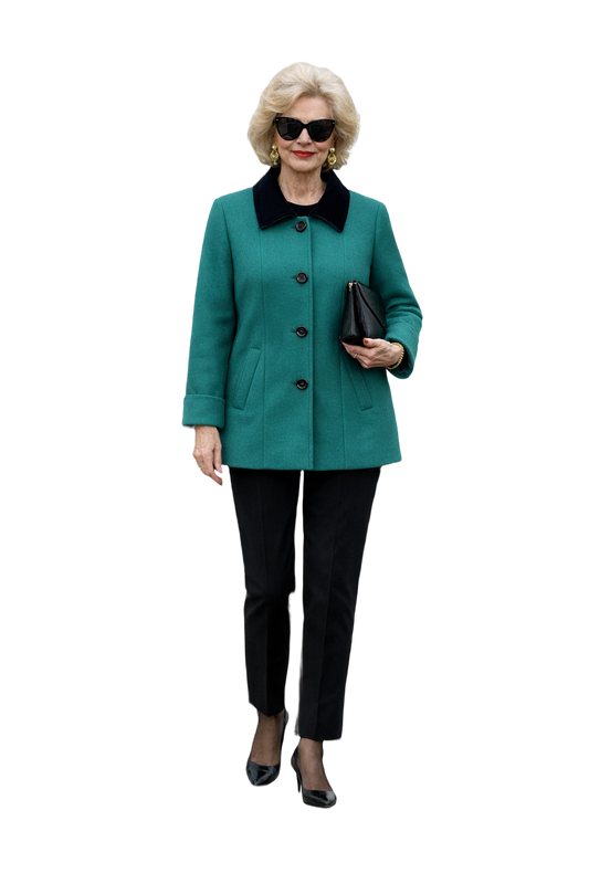 1980s Teal Wool Jacket - Model