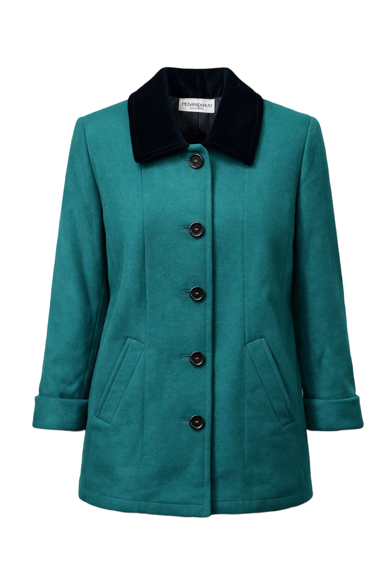 1980s Teal Wool Jacket - Front View