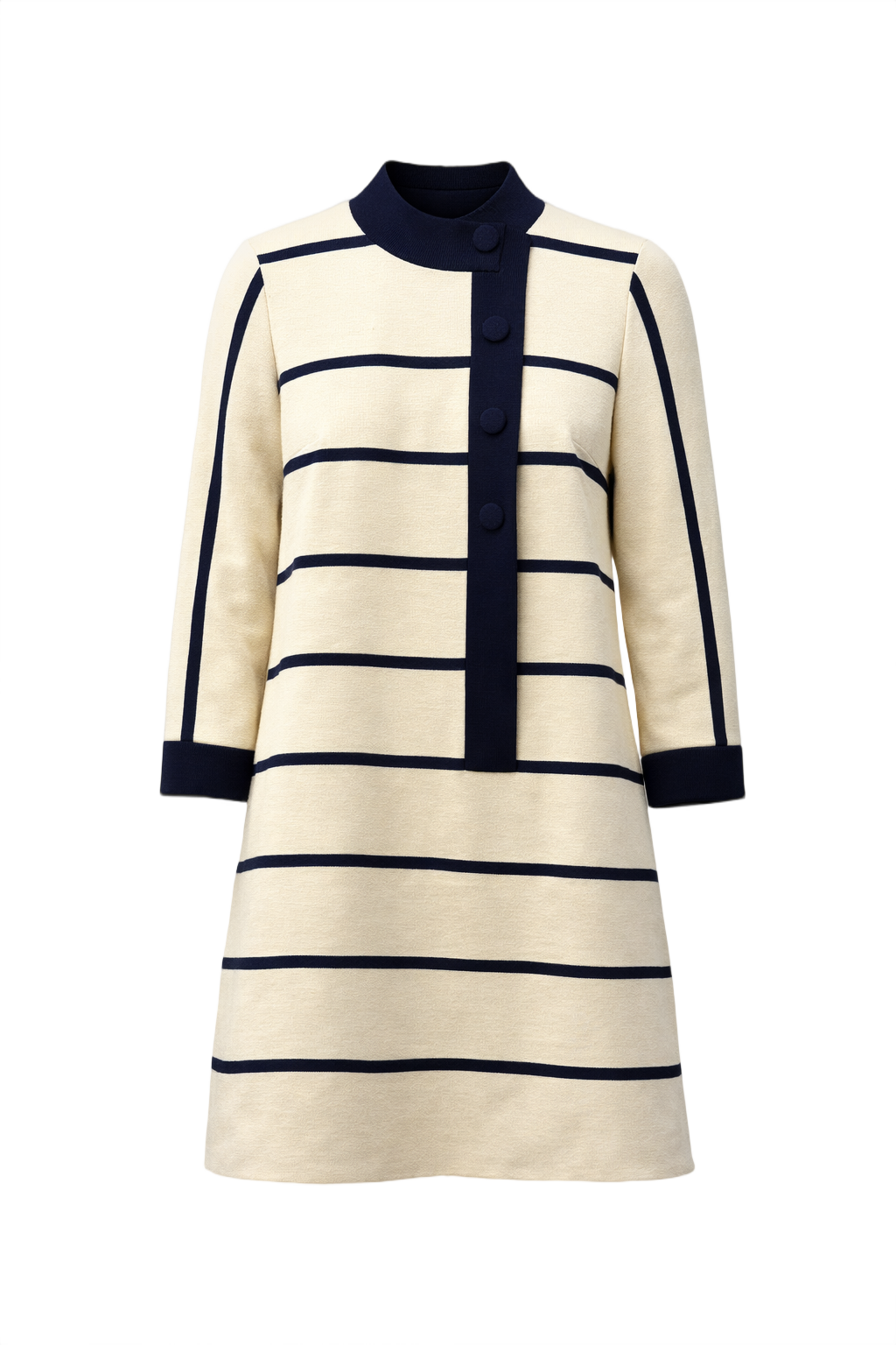 1960s Cream Wool Blend Dress - Front View