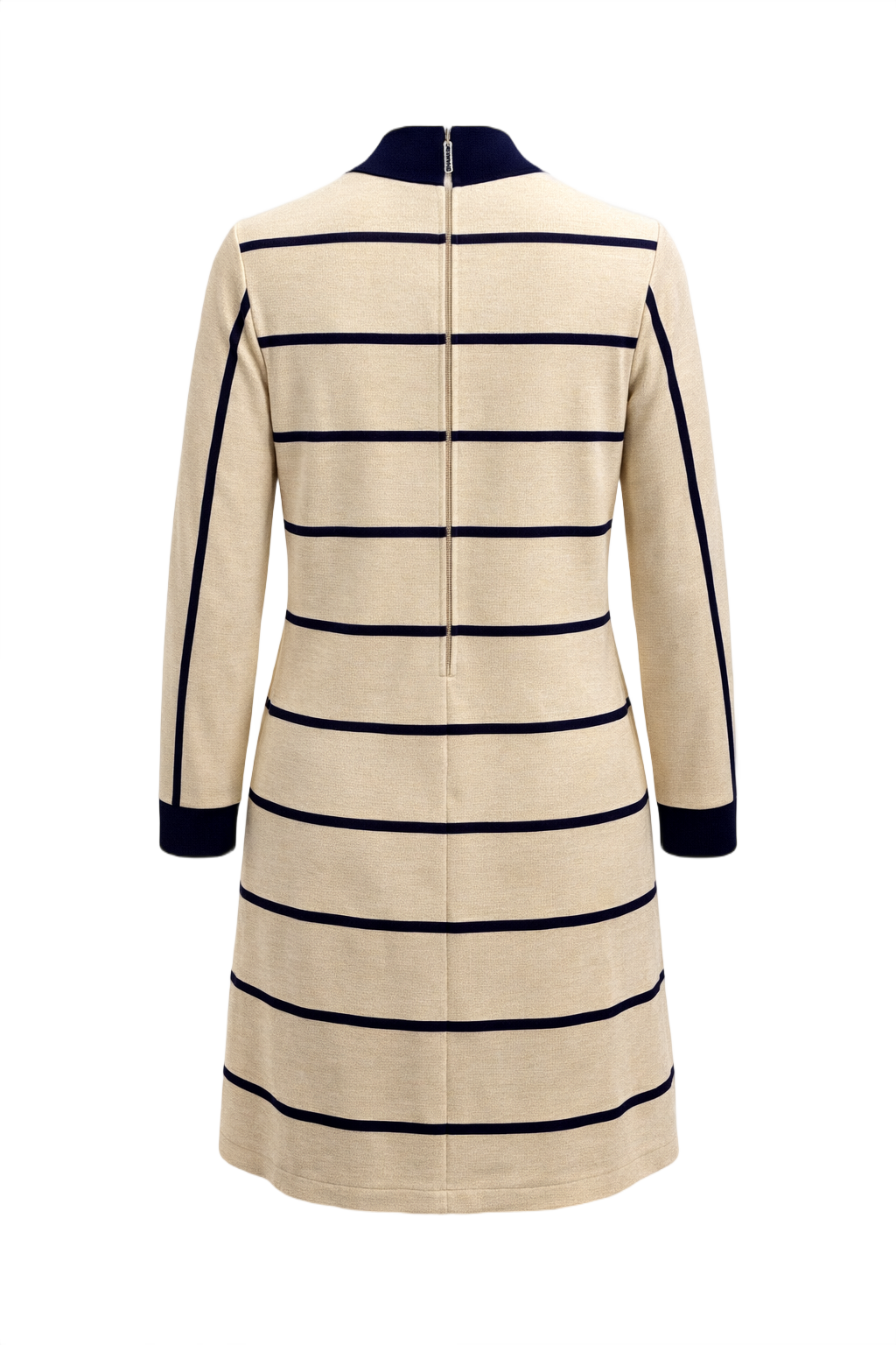 1960s Cream Wool Blend Dress - Back View